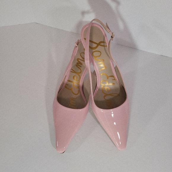 Sam Edelman Bianka Pink Patent Leather Slingback Pumps Pointed Toe MSRP $150 - Picture 3 of 16
